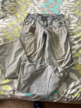 Gray Casual Cotton Pants with Patch Detail